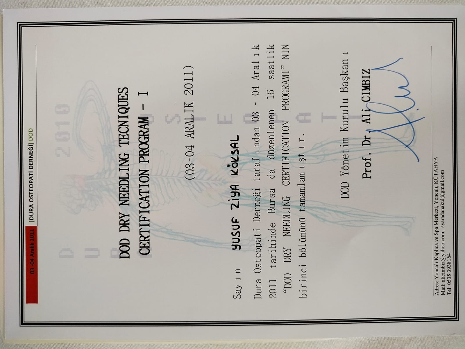 Sertifika 13 – Fzt. Yusuf Ziya KÖKSAL