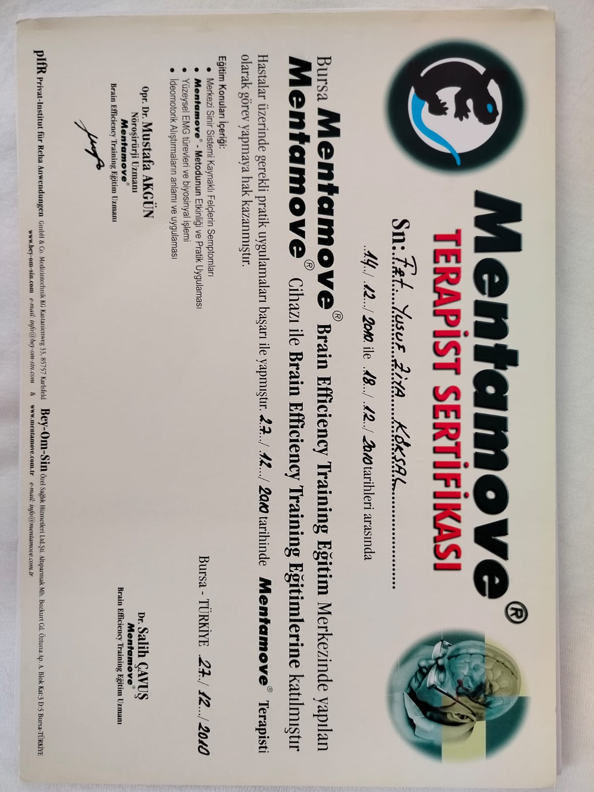 Sertifika 5 – Fzt. Yusuf Ziya KÖKSAL