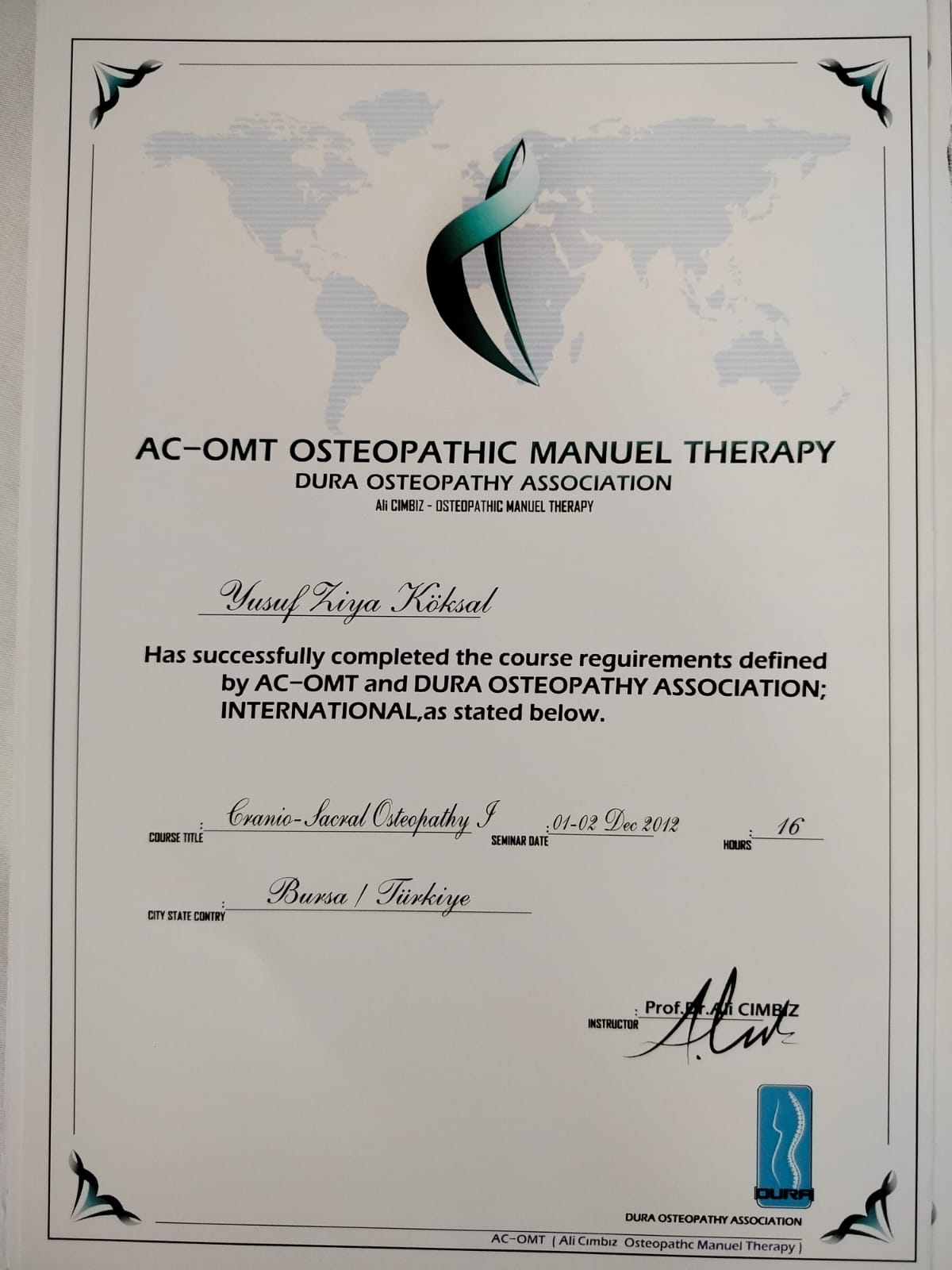 Sertifika 6 – Fzt. Yusuf Ziya KÖKSAL