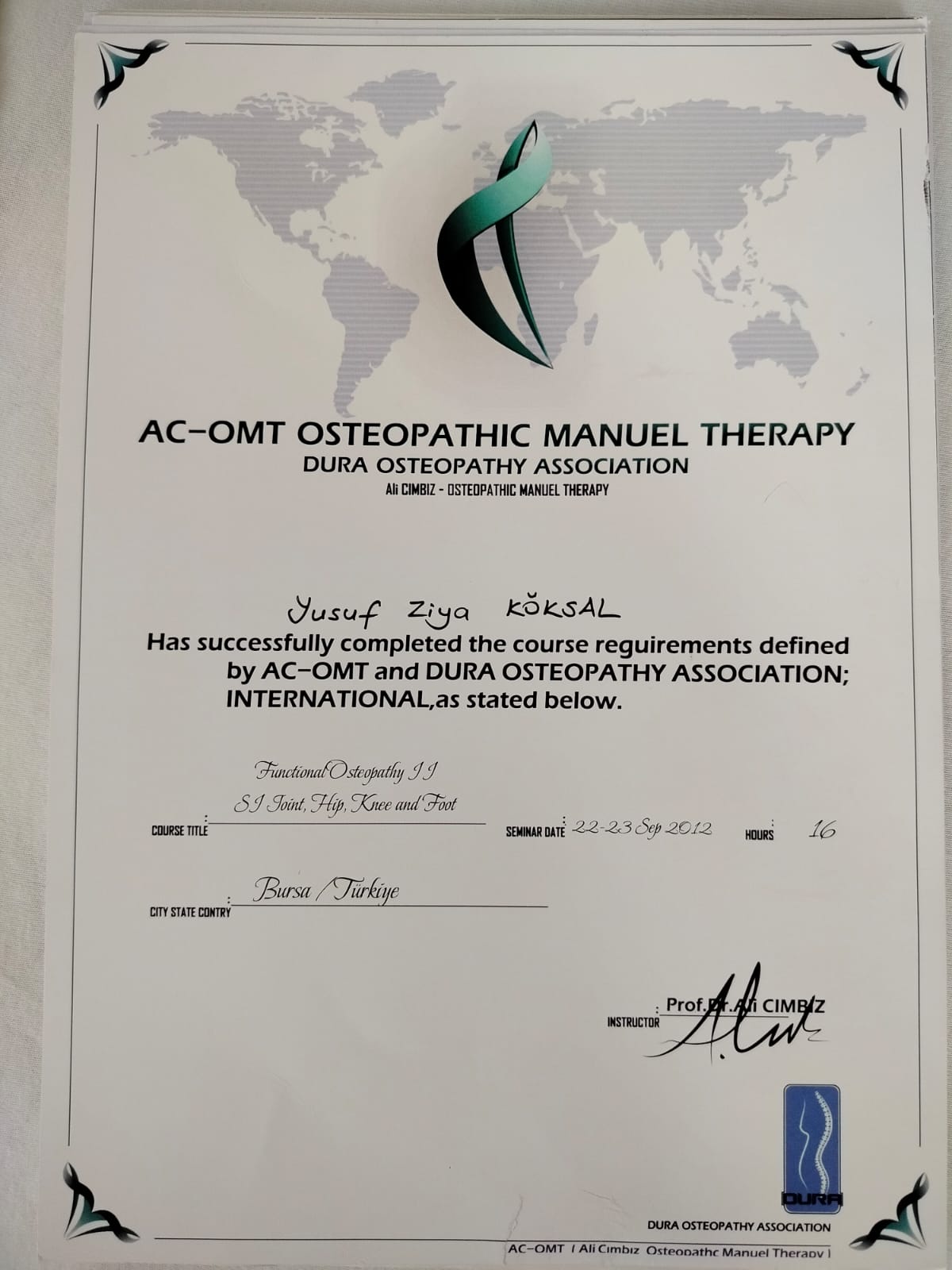 Sertifika 8 – Fzt. Yusuf Ziya KÖKSAL